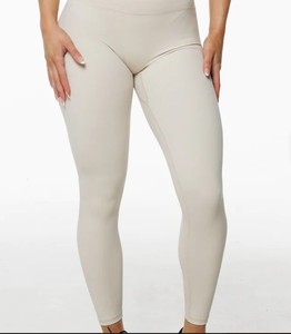 Leggings de sport pour femmes, taille haute, tricotés, unis, décontractés, écologiques, respirants, 100% coton - Product Image 1