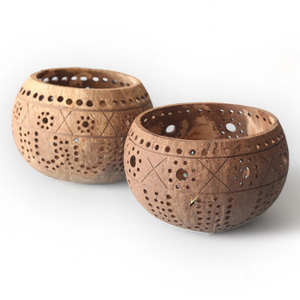 Meilleures ventes : Porte-bougie en coquille de noix de coco pour la décoration intérieure et l'éclairage d'ambiance, sculpté à la main en palmier naturel, cadeau lumineux commémoratif - Product Image 2