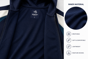 SINEWY SPORTS Men's Navy Blue Hooded Tracksuit Set Color Blocking Sporty Style Full Length With Side Pockets - Product Image 3
