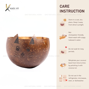KV NATURAL HOME Odm Tazón Natural con Cara de Gato, de Cáscara de Coco, Impermeable y Ecológico para Servir Alimentos - Product Image 6