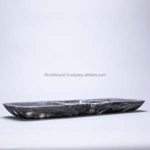 Bandeja de resina epoxi de remolino negro de Venta caliente, servidor rodante de madera de 3 secciones para el hogar, decoración navideña, regalo de Navidad - Product Image 2