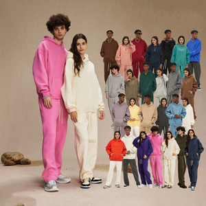 Wholesale Custom Vintage Winter Two Pieces Set Fleece Oversized Hoodies Sweatshirt Mens Jogger Tracksuit - Product Image 4