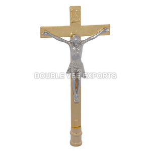 Processional Crucifix | Brass Church Cross with <b>Stand</b> for Liturgy – DOUBLE VEE EXPORTS - Product Image 5