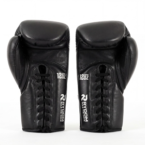 Gants de boxe noirs en PU 10oz, gants de sparring MMA respirants, gants d'entraînement à doigts entiers, sangle de poignet réglable - Product Image 4