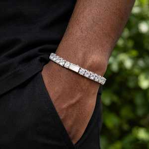 Pulsera de tenis de plata de ley 925 con moissanita, estilo clásico, con cierres seguros para hombres y mujeres. - Product Image 2
