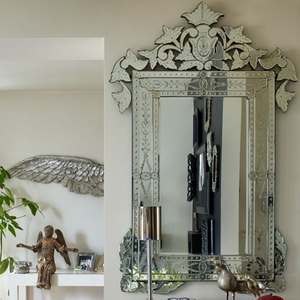 Miroir mural baroque vintage |   Miroir décoratif vénitien de luxe |   Miroir d'appoint de style antique pour salon, chambre à coucher, entrée - Product Image 1