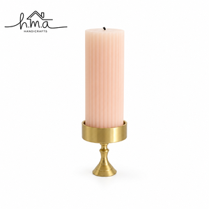 Brass Gold Cylindrical <b>Taper</b> <b>Candle</b> Holder Round Shape Minimalist Modern Candlestick Stand Decorative Table Centerpiece - Product Image 3