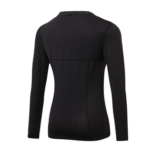 Camiseta Deportiva de Manga Larga para Mujer, Cuello Redondo, Color Negro Sólido, Ajuste Delgado, Tejido Deportivo de Secado Rápido, para Todas las Temporadas, para Gimnasio - Product Image 2