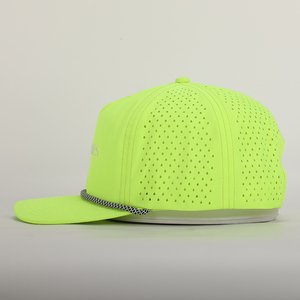 Gorra Deportiva Unisex de Seis Paneles, Perforada, Impermeable, con Corte Láser, Ajustable, Transpirable, con Letras, para Exteriores, para Adultos, para las Cuatro Estaciones, Lavada, en Verde Neón - Product Image 3
