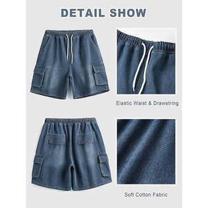 Shorts en jean délavé personnalisés pour hommes et femmes, style streetwear ample, vintage, OEM, style cargo en gros - Product Image 6
