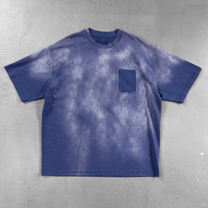 Camiseta Vintage Lavada con Bolsillo para Hombre, Algodón Pesado, Estilo Oversize, Streetwear, Personalizable con Logo, Camiseta Lisa OEM ODM - Product Image 4