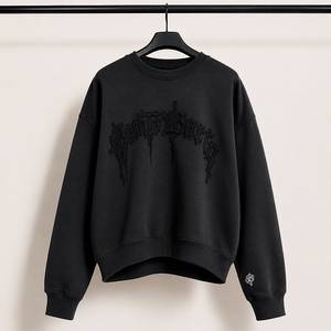 Custom High Quality Solid Fleece Cotton <b>Crewneck</b> Sweatshirt Patches Embroidered Pullover Unisex Regular Sleeve Knitted Autumn - Product Image 6
