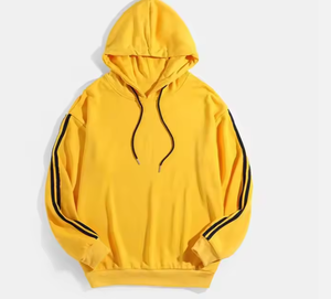 Sweat-shirt à capuche jaune pour homme, coupe classique, couleur unie, streetwear décontracté, en molleton français tricoté, manches longues, coupe oversize - Product Image 1