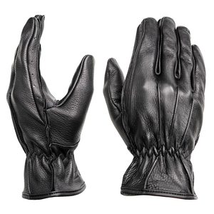 ZTR <b>Men's</b> <b>Black</b> <b>Leather</b> Fingerless <b>Gloves</b> Embossed Wrist Length for Motorbike Cycling - Product Image 5