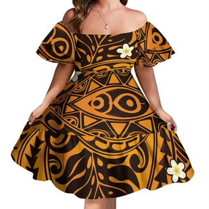 Vestido Corto de Estilo Retro con Diseño Tribal Polinesio, Diseño Samoano de Lujo, Vestido de Fiesta con Mangas con Volantes y Antiarrugas, Gran Venta - Product Image 5