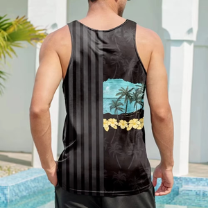 Men's Plus Size Tank Top Tropical Palm <b>Tree</b> Print Casual O-Neck Sleeveless Top Breathable Knitted Polyester - Product Image 2