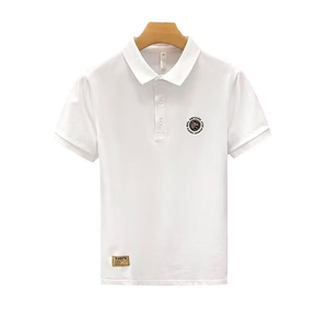 Chemise blanche à manches courtes pour homme avec logo brodé sur le devant, coupe sportive classique, décontractée, respirante, en tissu Oxford de coton - Product Image 1