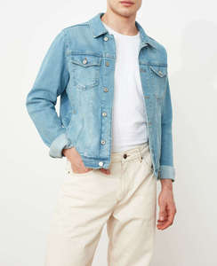 Blue <b>Denim</b> <b>Jacket</b> <b>Hooded</b> Breathable Quick Dry Winter Casual Outdoor Street Fashion 100% Cotton - Product Image 2