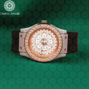 Charm_Jewells Montre de luxe pour femme en or jaune, boîtier rond de 38 mm, mouvement à quartz analogique, cadran en cristal saphir, bracelet en cuir - Product Image 1