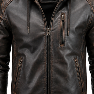 Luxury Men's Cowhide <b>Leather</b> Motorcycle <b>Jacket</b> Custom Brand OEM Production Wholesale Fashion Apparel Supplier Worldwide - Product Image 3