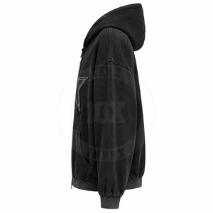 Sweat à capuche streetwear personnalisé, finition délavée à l'acide, en coton mélangé épais, coupe oversize, vêtement décontracté et tendance - Product Image 3