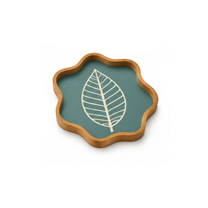 Plateau de service Concept Home, motif de feuilles colorées, fond crème, poignée décorative, usage résidentiel, écologique, incassable - Product Image 6