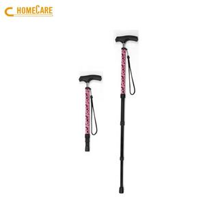 Bâton de randonnée multifonctionnel et bâton de marche avec embout en caoutchouc antidérapant, 5 sections, poignée en T, capacité de 250 lb, support en bois - Product Image 5