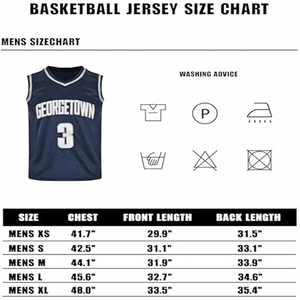 Camiseta de Baloncesto Georgetown para Hombre, Sin Mangas, Cuello en V, Malla Transpirable, Número 3, Estampado Sublimado - Product Image 3
