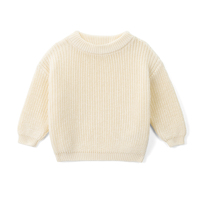 Sweater Rajut Kerah Bulat 100% Katun Unisex Bayi Balita Musim Dingin Kasual Lengan Panjang Warna Solid Ramah Lingkungan 7GG Gauge Atasan