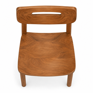 Silla de Comedor Moderna Escandinava Contemporánea de Madera de Teca Sólida, Ecológica, Impermeable y Duradera, con Asiento Ergonómico Tallado, para Hogar, Oficina y Hotel - Product Image 3