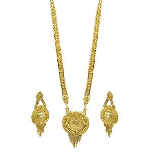 ชุดเครื่องประดับทองชุบไมครอน 14K 18K 24K แบบยาว ขายส่ง, ชุดเครื่องประดับแฟชั่น, สร้อยคอยาวแบบดั้งเดิมสำหรับเจ้าสาว - Product Image 2