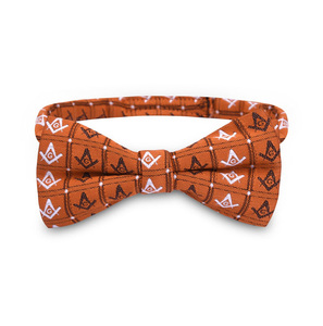 Nœud Papillon Personnalisé Maître Maçon Loge Bleue - Motif Orange Tissé avec Compas et Équerre pour Hommes - Product Image 3