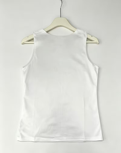 Women's Solid Knitted Tank Top Scoop Neck Breathable Regular Length Minimalist Style White Mint Blue - Product Image 5