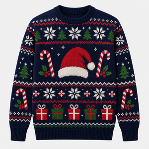 Ugly Christmas Sweater Sweatshirt Men 100% Cotton Winter High Quality Jacquard Crew Neck Custom Logo OEM - Product Image 2