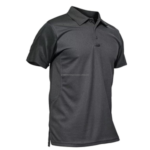 T-shirt classique à manches courtes pour homme en polyester épais, col et poignets côtelés, brodé, anti-boulochage, style sportif - Product Image 6