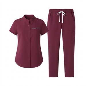 Ensemble de blouses médicales pour femmes Hawk Eye, couleur bordeaux, polyester, uniforme médical, vêtements de travail pour hôpital, pantalon et haut - Product Image 1