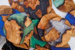 Round Wood Resin Eco-Friendly Laserable Drink Coasters 10mm Heat Resistant Reusable Insulated <b>Mats</b> for Home <b>Bar</b> Table Decor - Product Image 4