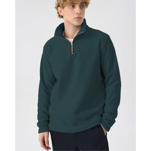 Men Black Half Zip <b>Sweatshirt</b> Polyester Cotton Streetwear Pullover Europe Fashion Manufacturer - Product Image 3