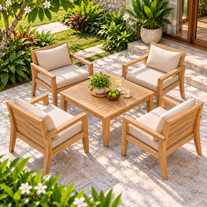 Table Basse Carrée Raden en Teck Massif à Lattes, Moderne et Durable, Meilleure Vente, pour Patio, Jardin, Hôtel, Mobilier d'Extérieur B2B - Product Image 6