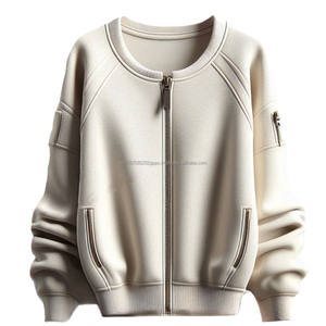 Sudaderas de media cremallera de punto de algodón Terry mangas completas cuello redondo en colores versátiles OEM sudaderas de mujer de diseño personalizado - Product Image 2