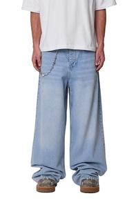 กางเกงยีนส์เดนิมทรงขากว้างสีน้ำเงินวินเทจสำหรับผู้ชาย ทรงหลวม สไตล์ลำลอง สตรีทแวร์ น้ำหนักปานกลาง ทนทาน เป็นมิตรกับสิ่งแวดล้อม ระบายอากาศได้ดี ทันสมัย - Product Image 4