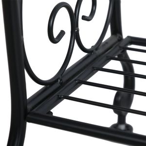 Portasciugamani da bagno moderno autoportante in ottone e ferro con ripiano, nero - Product Image 4