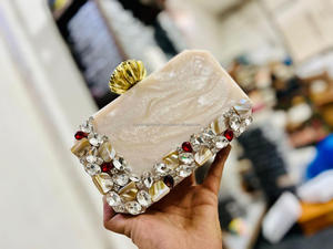 Premium Mosaic Resin <b>Clutch</b> Handbag Pattern MOP Inlay Evening <b>Clutch</b> <b>Bag</b> Trendy Designer - Product Image 6