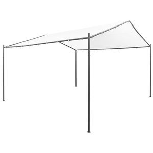 Gazebo in Tessuto Bianco con Rivestimento in PA e Struttura in Acciaio per Pergola e Riparo Esterno - Product Image 1