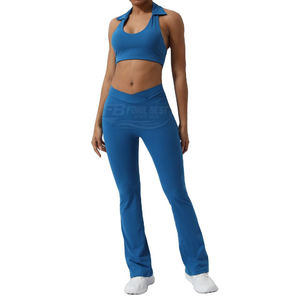 Conjunto de 2 Piezas de Leggings de Yoga Transpirables de Cintura Alta para Mujer, Tallas Grandes, Color Sólido, Servicio OEM, Ropa Deportiva, Shorts y Leggings - Product Image 2