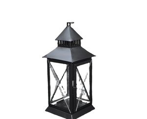 Ornement de Noël d'intérieur rustique de style religieux vintage moderne fait à la main noir/or lanterne décorative marocaine INS thème verre - Product Image 1