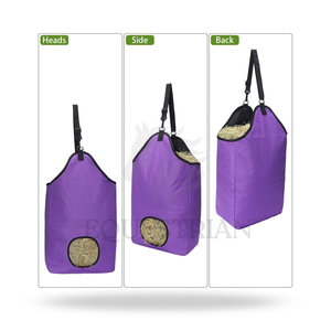 Slow Feed Horse Hay Bag <b>Adjustable</b> <b>Strap</b> Nylon Equestrian Feeding Bag with Front Hole for Stable and Trailer Use - Product Image 3