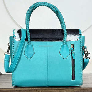 Premium Real Hair On Cowhide Genuine <b>Leather</b> Turquoise Concho Designer Totebag Women Shoulder & Crossbody Handbag For Daily Use - Product Image 5