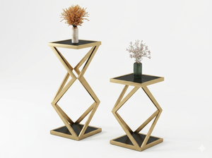 Mesa Auxiliar Decorativa Moderna de Lujo en Acero Inoxidable 304 Dorado, Base Geométrica de Metal para Decoración del Hogar y Sala de Estar - Product Image 3