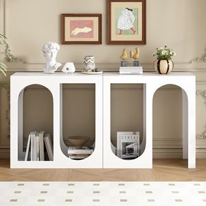 Modular Entryway <b>Console</b> Table with Customizable Arrangements Rectangular Exterior and Curved Interior Design - Product Image 2